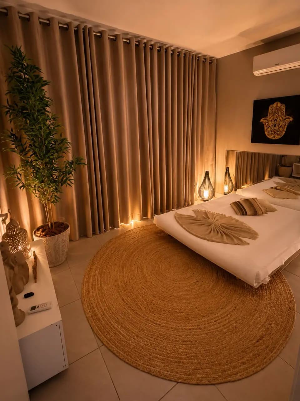 Suíte privativa e acolhedora do Aruna SPA no Jardim Chapadão