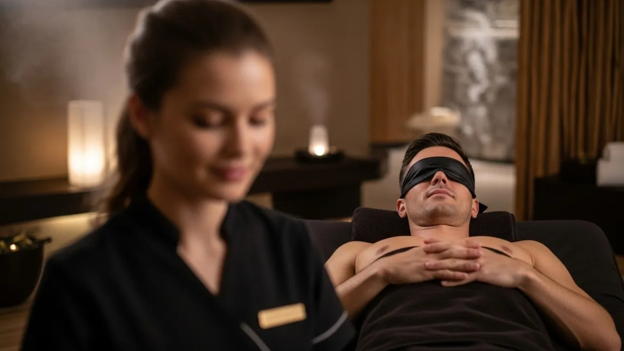 Massagem vivência Aruna em Campinas - terapeuta realizando técnica de relaxamento